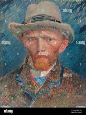 Self-Portrait in a Blue Coat and Brown Vest – An Exploration of Self-Reflection Through Brushstrokes and Gaze!