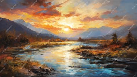 The Spirit of the Great Mountain Vivid Landscape Painting Captured Through Dynamic Brushstrokes and Serene Composition!